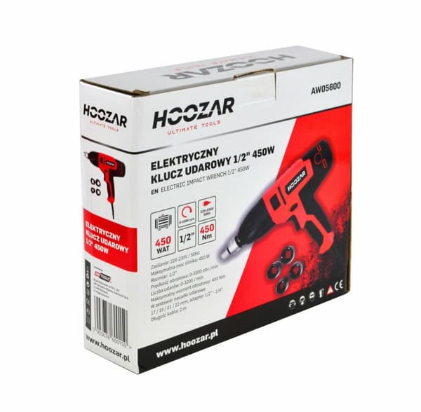 HOOZAR ELEKTRISK SLAGSNØGLE 450W 1/2" 450Nm