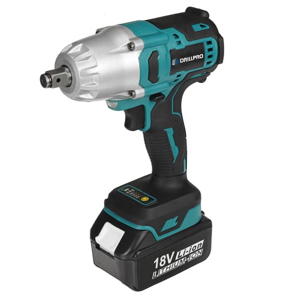 Harjaton sähköavain 0-6200 RPM 600 N.M vääntömomentti 18V Wlectric Wrench ja LED-työvalot, tyyppi: 1 akku