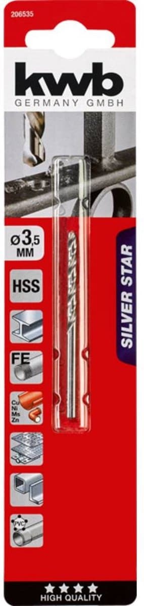 KWB HSS Silverstar metallborr på kort - 3,5 mm
