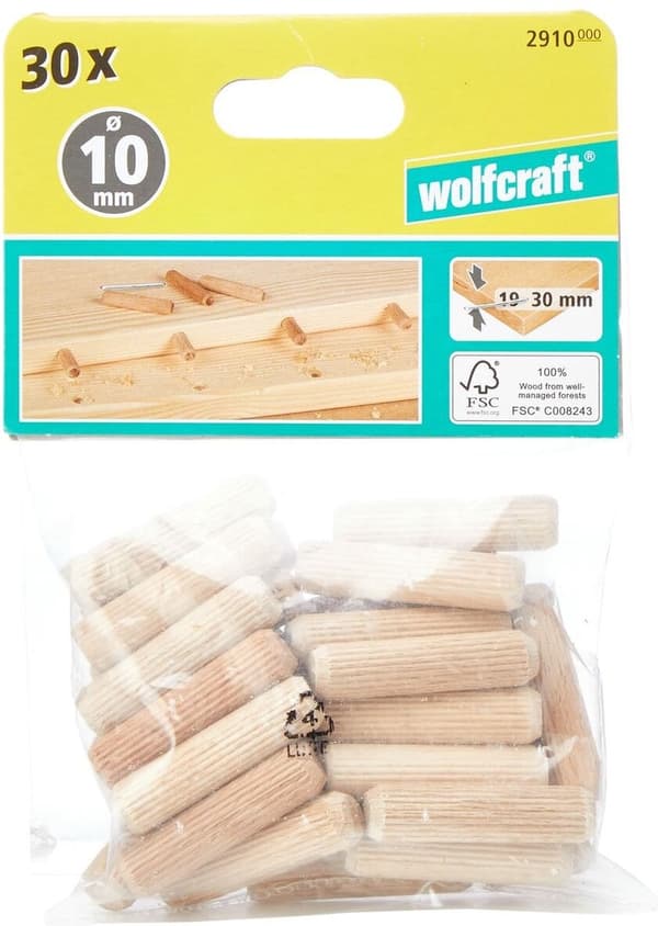 Wolfcraft 2910000 långa träpinnar bok, förpackning om 30 (30 x 10 x 40 mm), 2910000, beige (