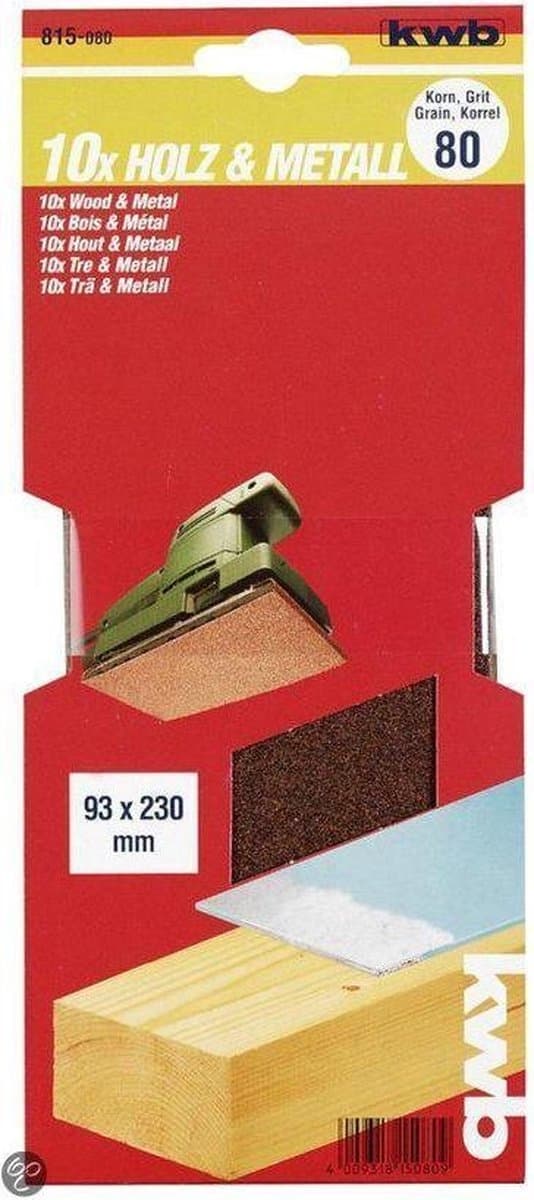 KWB slipremsa 93 x 230 mm - Korn 120 - 815120 - 10 st.