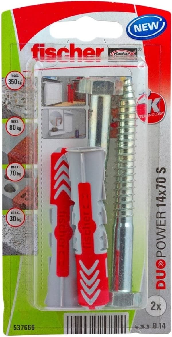 Fischer stik Duopower med sekskantskrue 14x70mm (pr. 2 stk.)