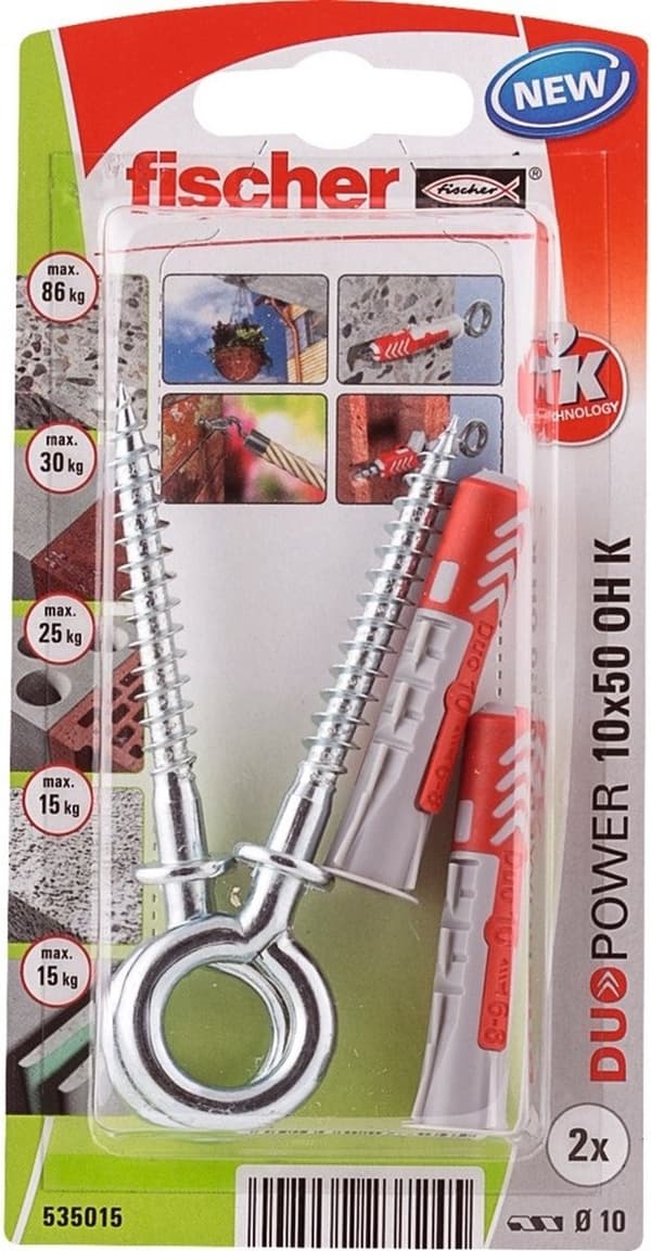 Fischer stik Duopower med øjenkrog 10x50mm (pr. 2 stk.)