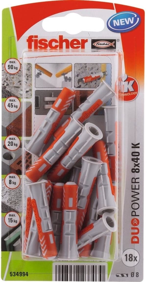 Pinde Fischer DuoPower 534994 8 x 40 mm nylon (18 stk.)