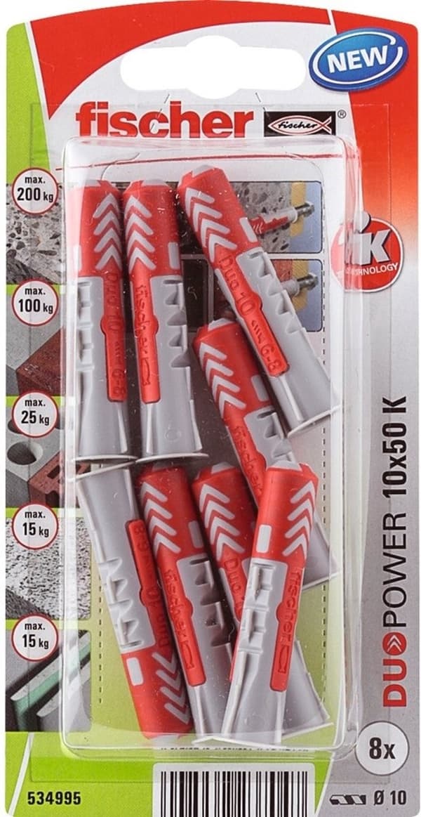 Dubbar Fischer DuoPower 534995 Ø 10 x 50 mm nylon (8 stycken)
