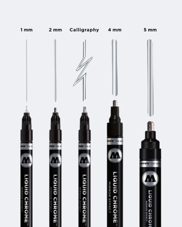 Molotow Liquid Chrome Twin tip markør - 1,5 mm og 4 mm spids - Tilgængelig krom pen