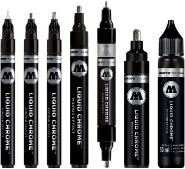 Molotow Liquid Chrome Twin tip markør - 1,5 mm og 4 mm spids - Tilgængelig krom pen