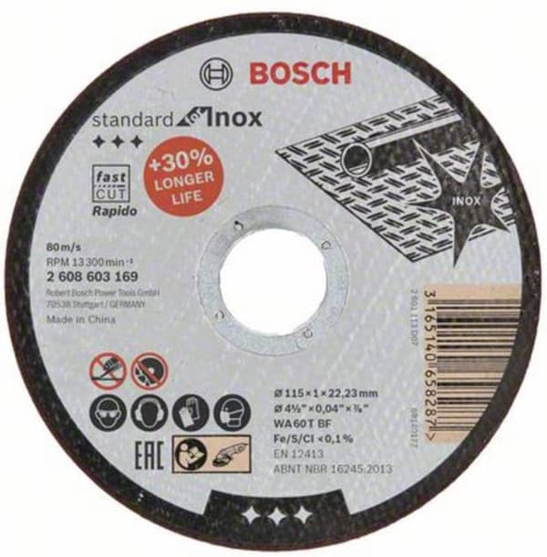 Skæreskive højre Standard til Inox - Rapido WA 60 T BF, 115 mm, 22,23 mm, 1,0 mm 1.