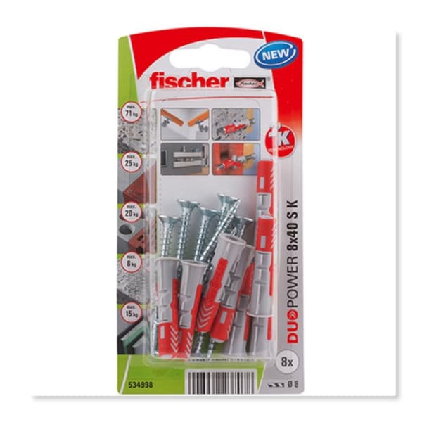 Stik og skruer Fischer Duopower 534998 8 x 40 mm 8 Dele