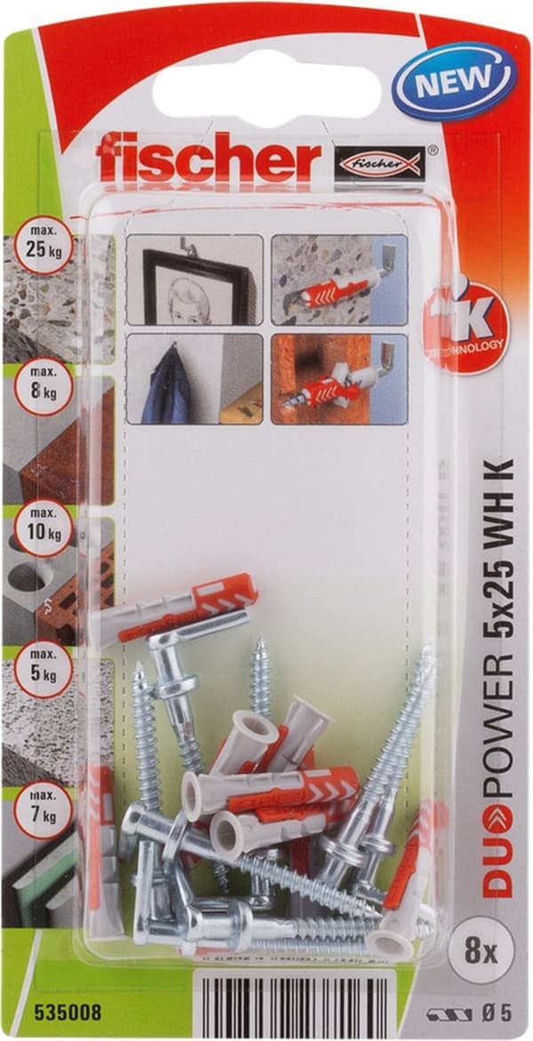 Unbrakonøgler Fischer DuoPower 535000 knopper Ø 6 x 30 mm 6 knopper