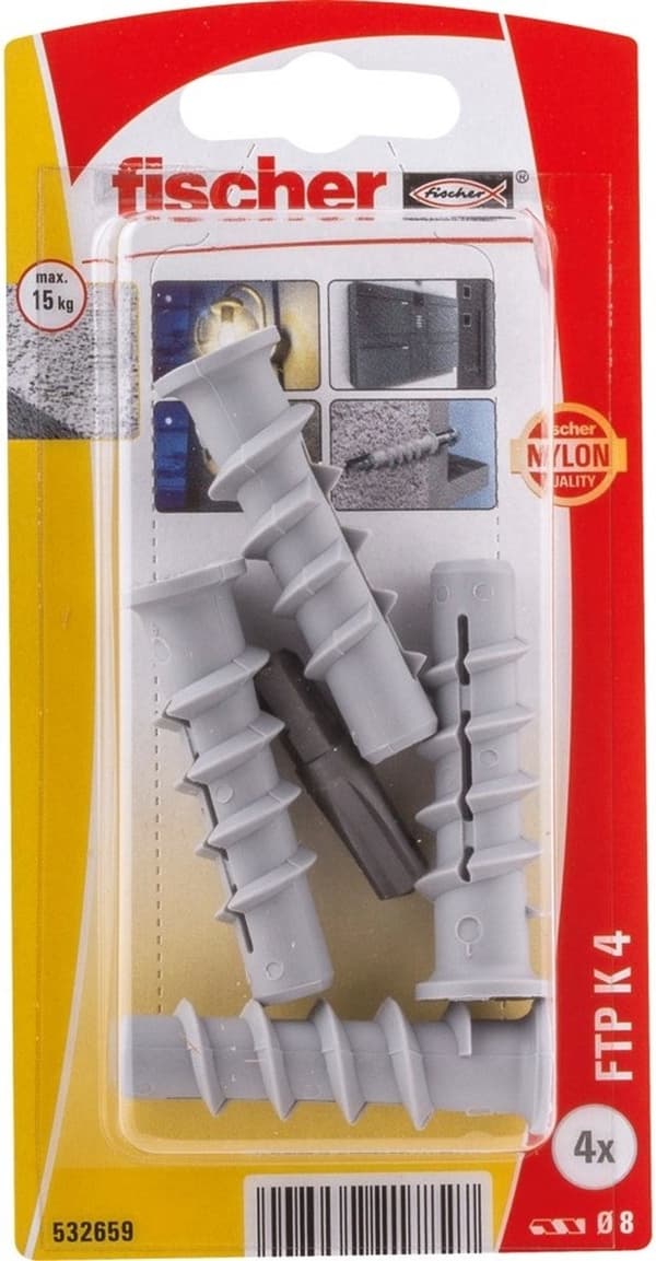 Fischer Turbo lättbetongankare 10x50mm - FTP K 4 - nylon (per 4 st)