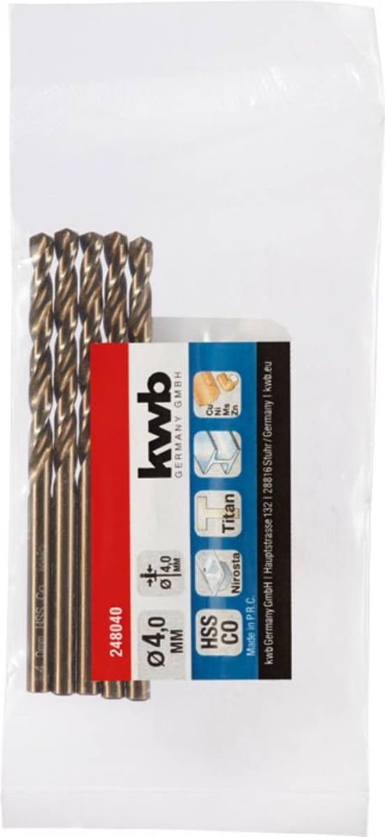 kwb 248040 HSS spiralbor 1 stk 4 mm gear borepatron 1 stk (248040)