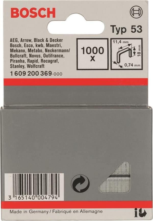 Bosch - Nitte med fint gevind type 53 11,4 x 0,74 x 18 mm
