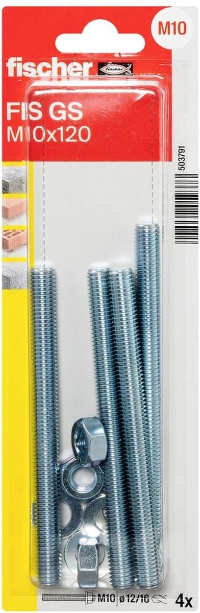 Fischer FIS GS dragstänger - M10x120Kmm - galvaniserad (per 4 st)