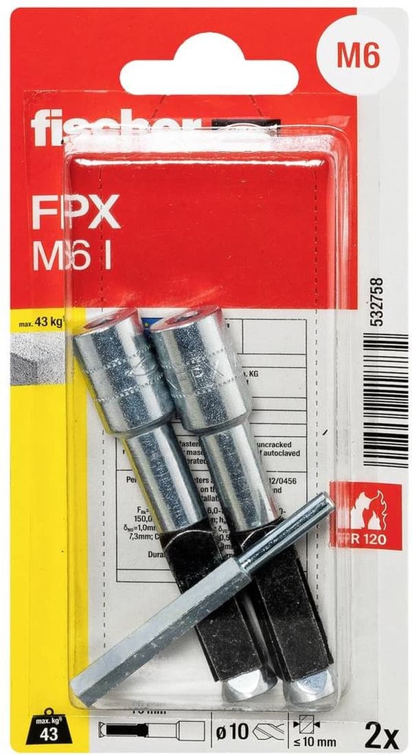 Fischer FPX M6 IK NV lättbetongankare 532758 1 set(ar)
