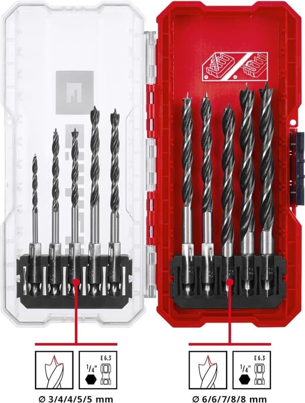 Einhell 108733 Træspiralpanelsæt 10 styk 3 mm, 4 mm, 5 mm, 6 mm, 7 mm, 8 mm 1 sæt(er)