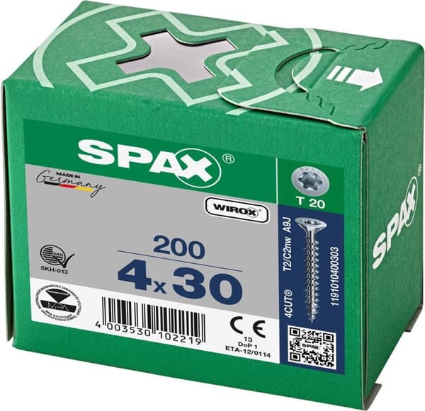 Spax spånpladeskrue Forzinket Torx 4,0 x 30 (200)
