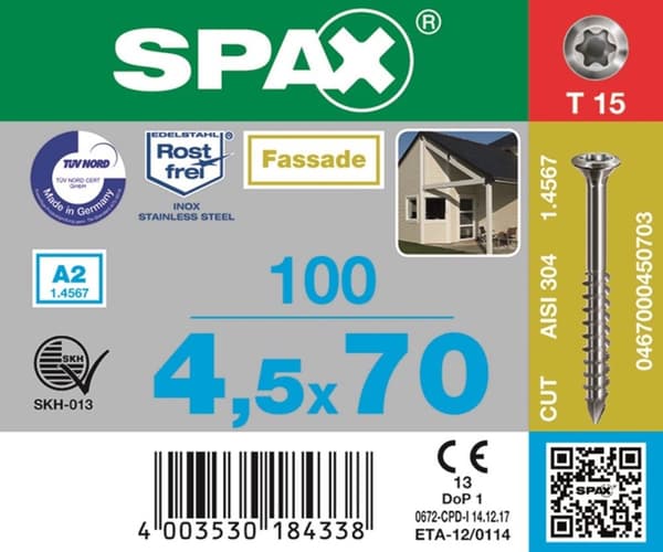 Spax spånpladeskrue Forzinket Torx 4,0 x 30 (200)