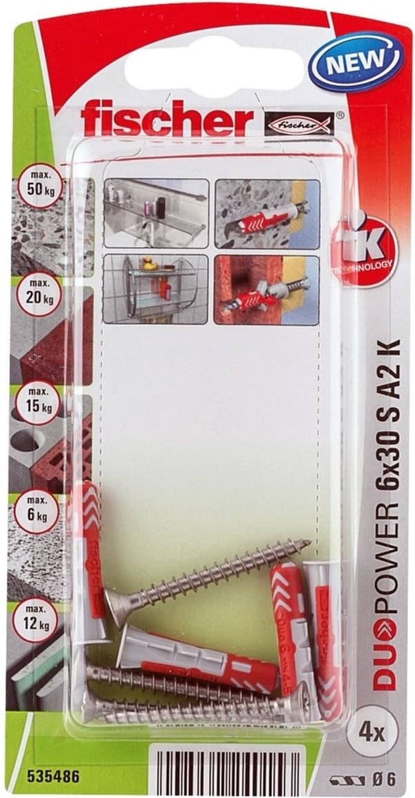 Fischer 535486 Universalplugg med skruv galvaniserad - 4,5 x 30mm