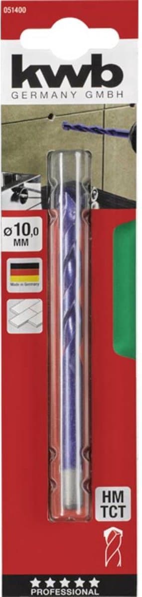 kwb 051400 glas- og flisebor 1 stk 10 mm total længde 120 mm cylindrisk skaft 1 stk (051400)
