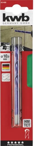 Miniatyrbillede 3 af 5: kwb 051400 glas- og flisebor 1 stk 10 mm total længde 120 mm cylindrisk skaft 1 stk (051400)