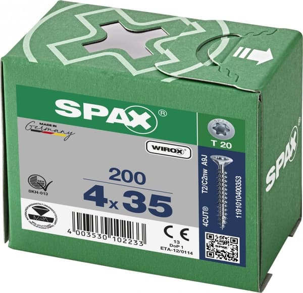 Spax Spånpladeskrue Galvaniseret Torx 4,0 x 35 (200) - 200 stk.