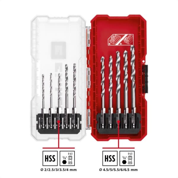 Einhell 108723 spiralborrset i metall 10 delar 2 mm, 2,5 mm, 3 mm, 3,5 mm, 4 mm, 4,5 mm, 5 mm, 5,5 m