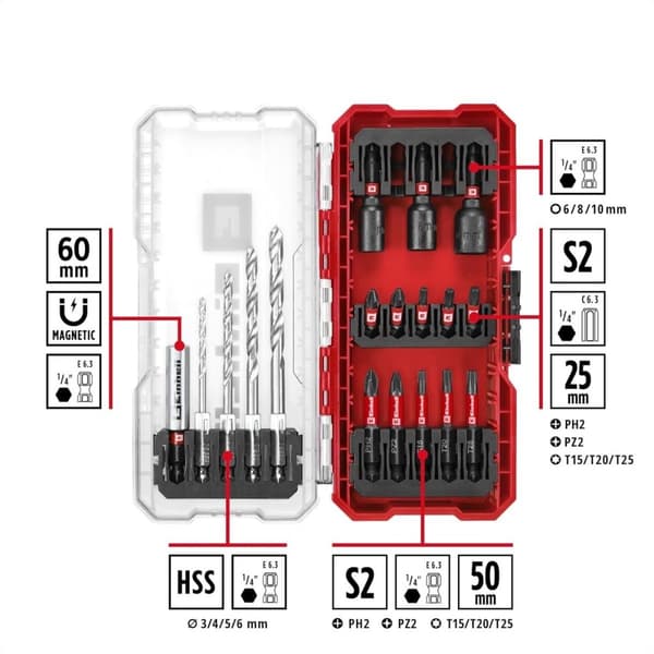 Einhell 108709 Topnøgle bit sæt 1/4 (6,3 mm) 18 stk.