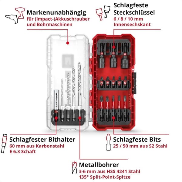 Einhell 108709 Topnøgle bit sæt 1/4 (6,3 mm) 18 stk.