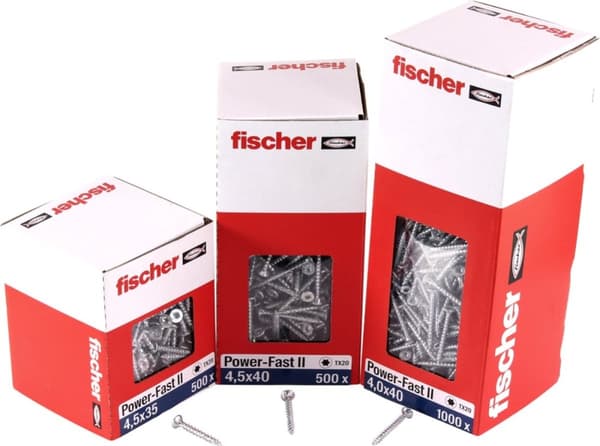 Fischer Power-Fast II 670158 spånpladeskruer 4 mm 45 mm T-profil stål galvaniseret 1000 stk (670 stk.