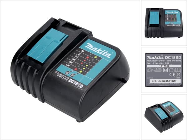 Makita DC18SD 14,4V - 18V Li-Ion batterioplader med passiv køling