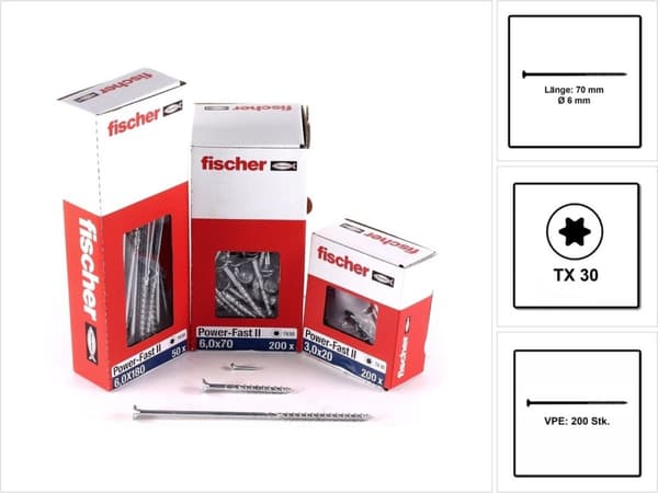 Fischer 670484, Skruv, Trä, Allmänt, Pozidriv, TX30, ETA-19/0175, ETA-19/0175