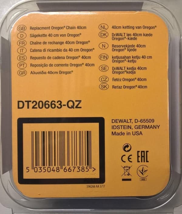 DeWALT kedjekrans 40cm för DCM575 kedjekrans - DT20663-QZ