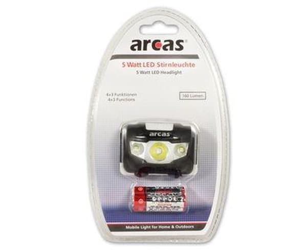 Arcas 307 10010 Lanterne på pandebånd Sort LED