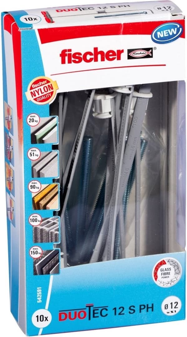 Fischer DUOTEC 12 S PH M LD Ihålig väggplugg 542591 10 st.
