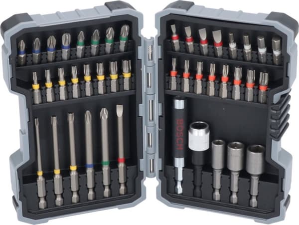 Bosch tilbehør 0615997658 bit sæt 43-delt, Phillips Phillips, Pozidriv Phillips, slot, T-profil
