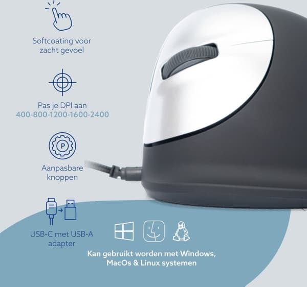 R-Go Tools HE Mouse Left Medium