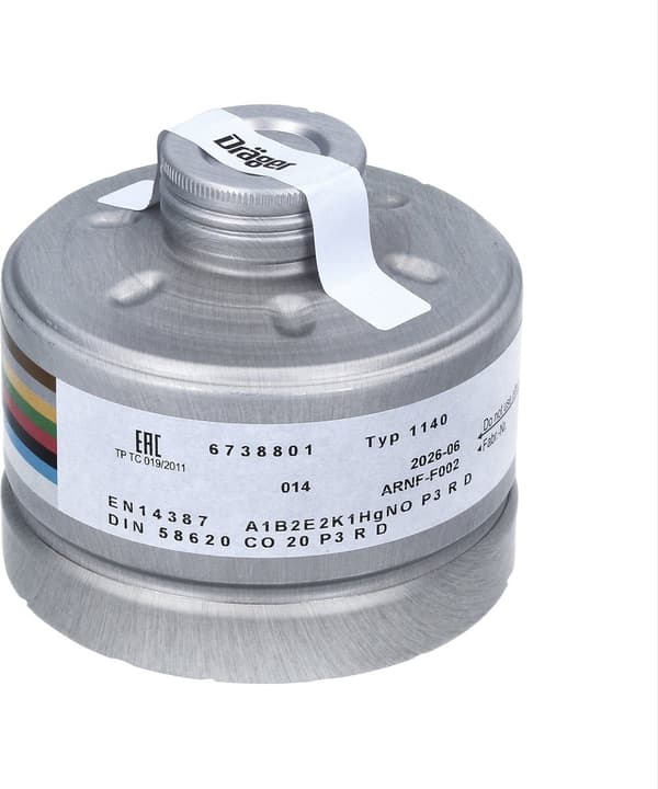 Dräger 1140 A1B2E2K1 Hg NO CO P3 RD kombinationsfilter