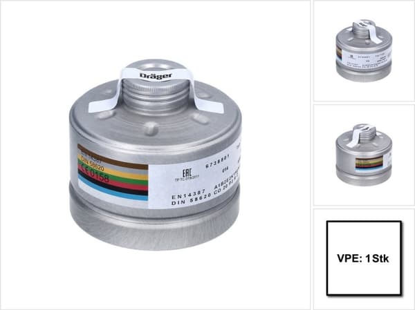 Dräger 1140 A1B2E2K1 Hg NO CO P3 RD kombinationsfilter