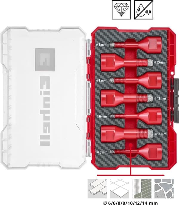 Einhell 500400 Fliseboresæt 7-delt 6 mm, 8 mm, 10 mm, 12 mm, 14 mm M14 1 sæt(er)