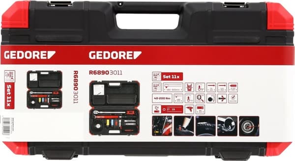 Gedore Rød Hjul monteringssæt 40-200 Nm Sort 11 stk