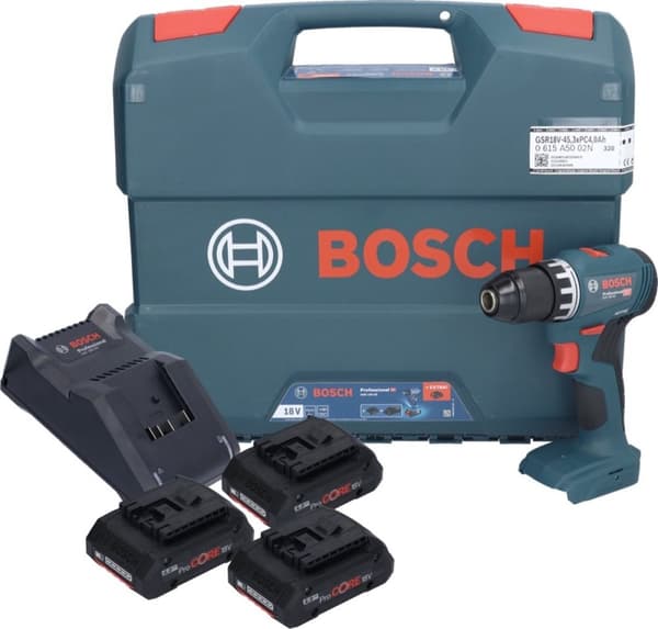 Bosch akku boremaskine GSR 18V-45 Professional 18Volt blå/sort 3x Li-Ion batteri (0615A5002N)