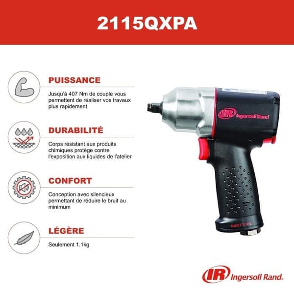 Ingersoll-rand slagnyckel - 2115QXPA - Ingersoll Rand, 3/8" slagnyckel med brusreduceringsteknik