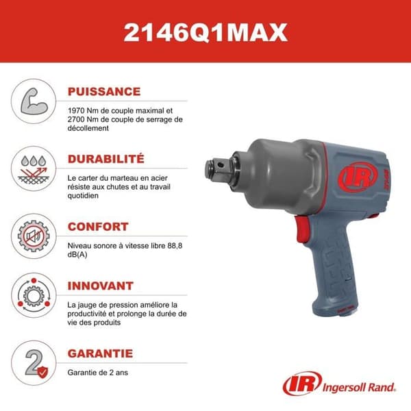 Ingersoll-rand slagnyckel - 2146Q1MAX - Ingersoll Rand 3/4" komposit slagnyckel, brusreducering, 1 enhet