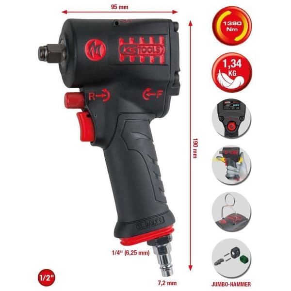 Pneumatisk slagnyckel - KS Tools - miniMONSTER - 1390 Nm - 1/2" - Professionell