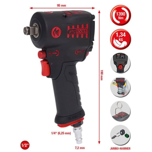 Pneumatisk slagnyckel - KS Tools - miniMONSTER - 1390 Nm - 1/2" - Professionell
