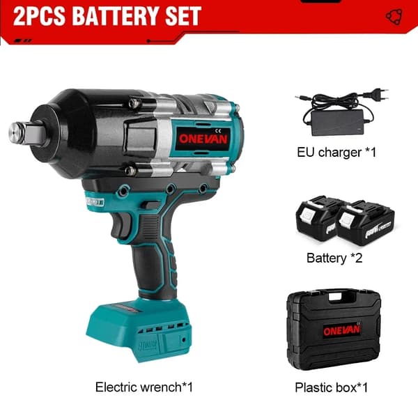 Slagborrmaskin, 3100N.M Vridmoment, Borstlös Motor,2 Batteri EU-kontakt