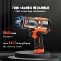 Miniatyrbild 2 av 7: 8000 rpm 1400 ft-lb 1/2" luftslagsnyckel med stålslagshylsa kit, högt vridmoment, lätt design, för bilreparation