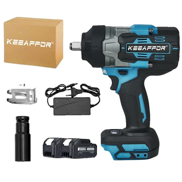 KeeAffor Elektrisk Slagnøgle, 2800N.M Moment, 7600 RPM Ubelastet Hastighed,2 BATTERI SÆT B 2 Battery Set A