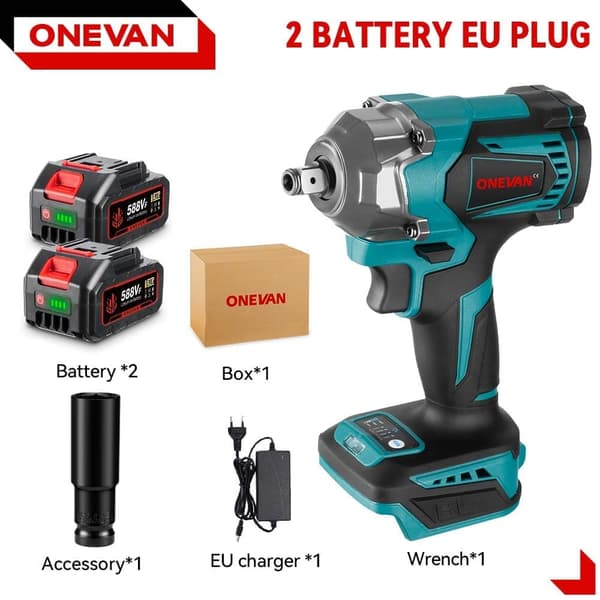 ONEVAN Elektrisk mutterdragare med 2 batterier Sladdlös elektrisk skruvdragare mutterdragare elverktyg